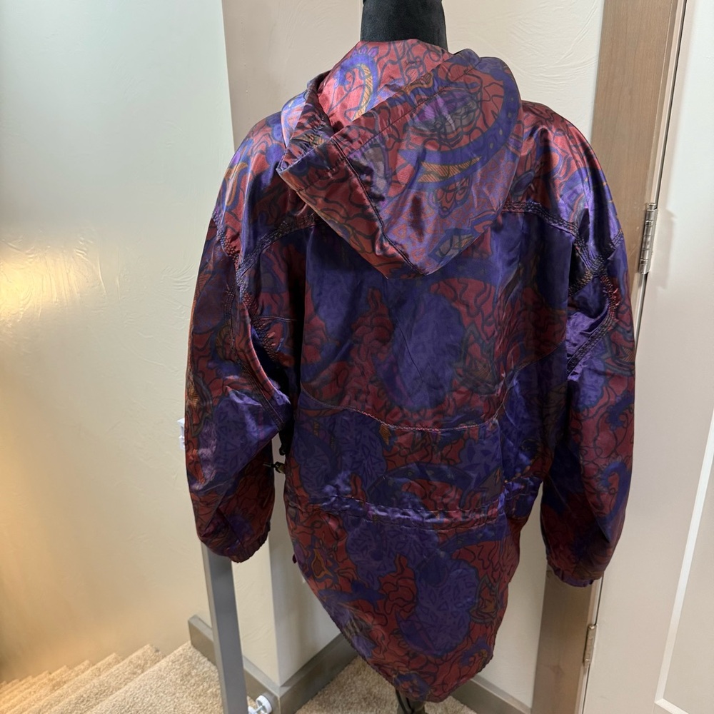 Vintage‎ 90's Obermyer Women's Ski Jacket Pink Red Floral Satin Windbreaker Coat - Picture 6 of 7